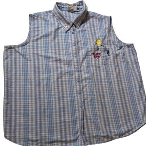 Looney Tunes Tweety Bird Women 26W 28W Sleeveless Button Up Shirt Embroidered